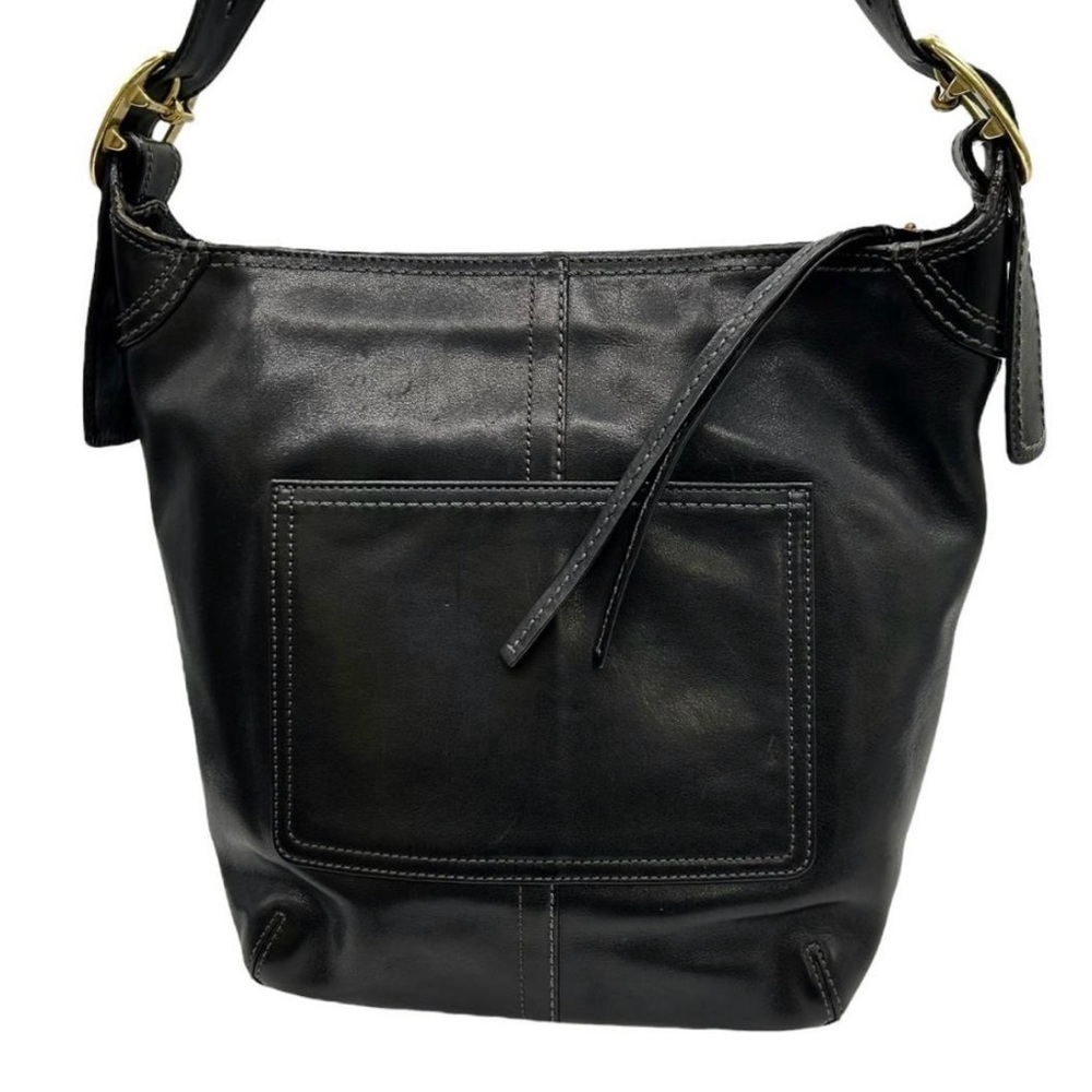 COACH Vintage Slim Duffle Sac 12376 Black Leather Shoulder Bag - Picture 2 of 8